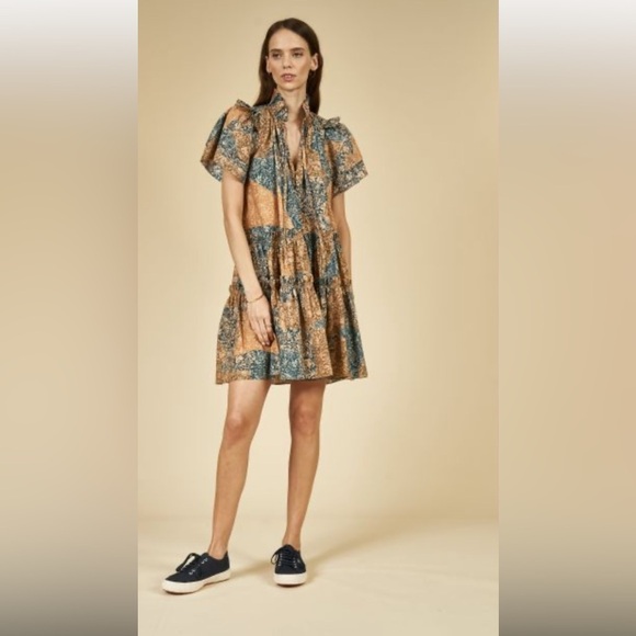 NWOT! HUNTER BELL Merritt prairie patchwork ruffled dress. - Picture 2 of 15